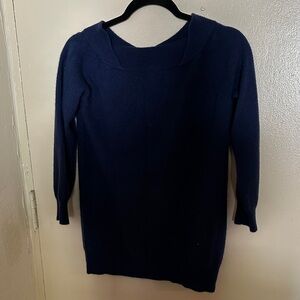 Magaschoni Cashmere Navy Blue Sweater Gold Button Accents